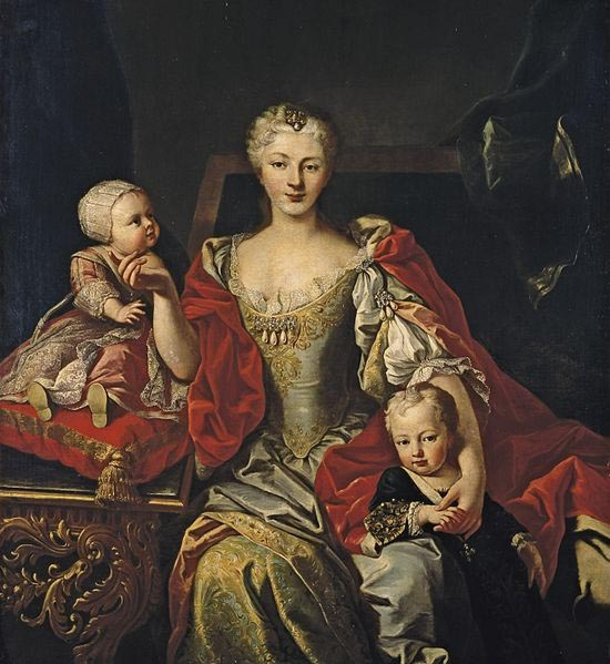 Martin van Meytens Portrait of Polyxena Christina of Hesse-Rotenburg with her two oldest children, the future Victor Amadeus III and Princess Eleonora